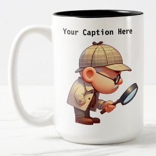 Customisable Private Investigator Cartoon Mystery  Two-Tone Coffee Mug