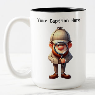 Customisable Private Investigator Cartoon Mystery  Two-Tone Coffee Mug