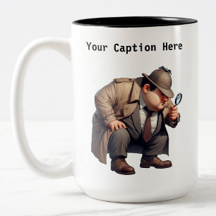 Customisable Private Investigator Cartoon Mystery  Two-Tone Coffee Mug