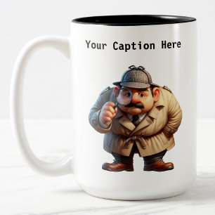 Customisable Private Investigator Cartoon Mystery Two-Tone Coffee Mug
