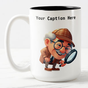 Customisable Private Investigator Cartoon Mystery Two-Tone Coffee Mug