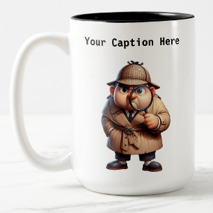 Customisable Private Investigator Cartoon Mystery  Two-Tone Coffee Mug
