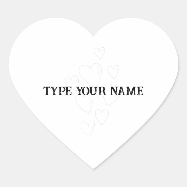 Customisable Product Add Your Own Text or Design Heart Sticker (Front)