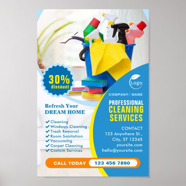 Customisable Professional Cleaning Services  Poster (Front)