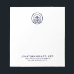 Customisable Professional Logo Branded Notepad<br><div class="desc">Elevate your professional image with our customisable logo branded notepad. The design features a sleek logo emblem at the top, accompanied by name, title, and company information in navy blue classic typography on a clean white background. This versatile notepad is perfect for any business looking to enhance their logo branding....</div>