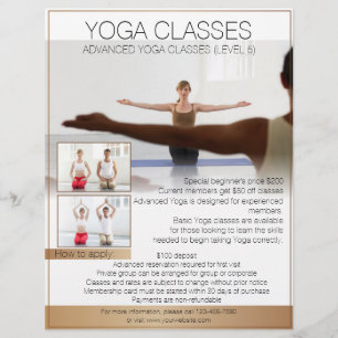 Customisable professional Yoga class flyers