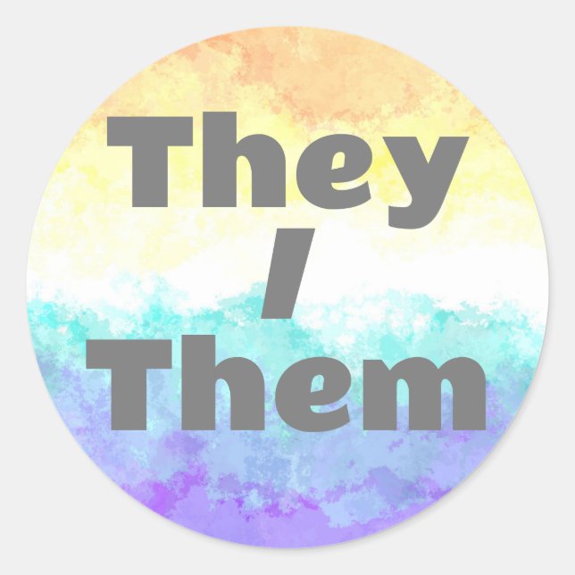 Customisable Pronoun Boho Genderfaun Pride Flag Classic Round Sticker (Front)