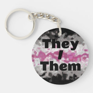 Customisable Pronoun Boho Librafeminine Pride Flag Key Ring