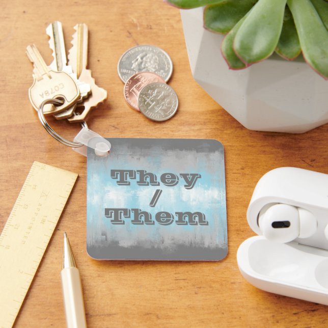 Customisable Pronoun Demiboy Pride Flag Key Ring (Desk)
