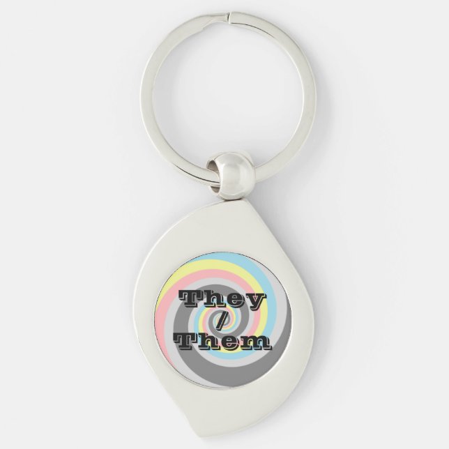 Customisable Pronoun Demiflux Pride Flag  Key Ring (Front)