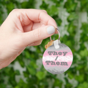 Customisable Pronoun Demigirl Pride Flag Key Ring
