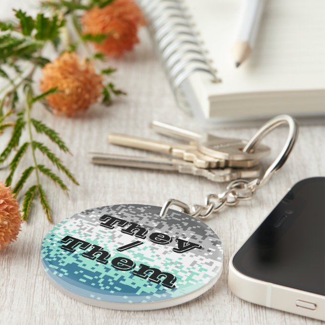 Customisable Pronoun Frayromantic Pride Flag Key Ring (Front Right)