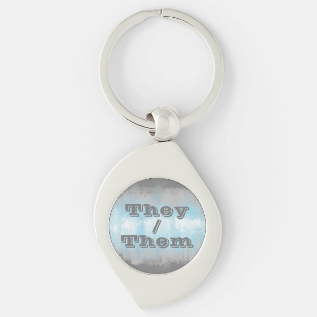 Customisable Pronoun Grungy Demiboy Pride Flag Key Ring (Front)