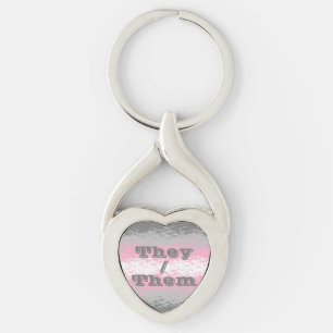 Customisable Pronoun Grungy Demigirl Pride Flag Key Ring