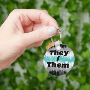Customisable Pronoun Libramasculine Pride Flag Key Ring