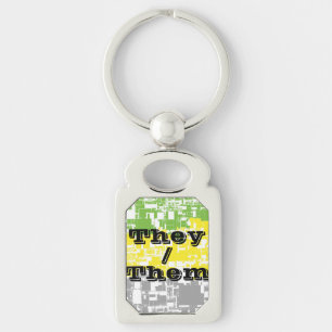 Customisable Pronoun Lithromantic Pride Flag Key Ring