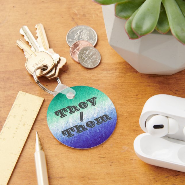 Customisable Pronoun MLM Men Loving Men Pride Flag Key Ring (Desk)