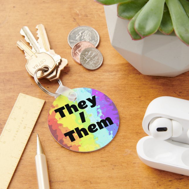 Customisable Pronoun Neurogender    Pride Flag   Key Ring (Desk)