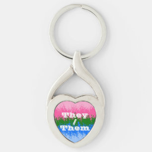 Customisable Pronoun Omniromantic Pride Flag Key Ring