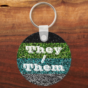 Customisable Pronoun Quioromantic Pride Flag Key Ring