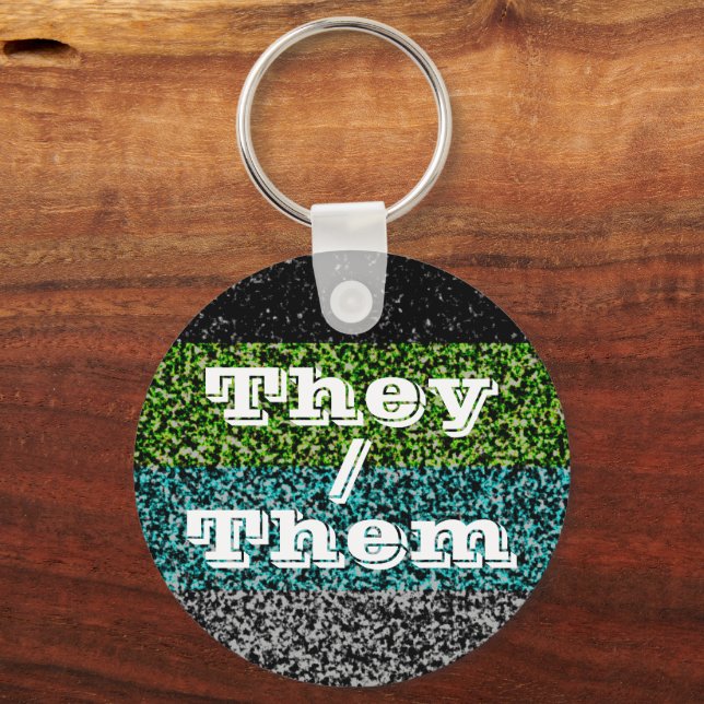 Customisable Pronoun Quioromantic Pride Flag Key Ring (Front)