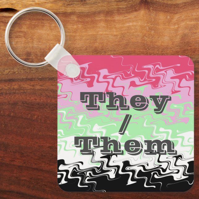 Customisable Pronoun Recipromantic Pride Flag Key Ring (Front)