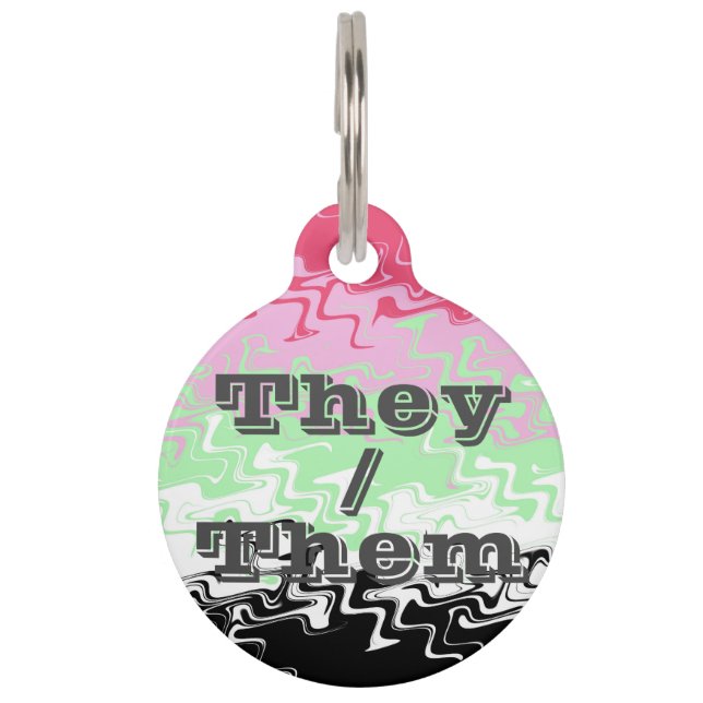 Customisable Pronoun Recipromantic Pride Flag Pet Tag (Front)