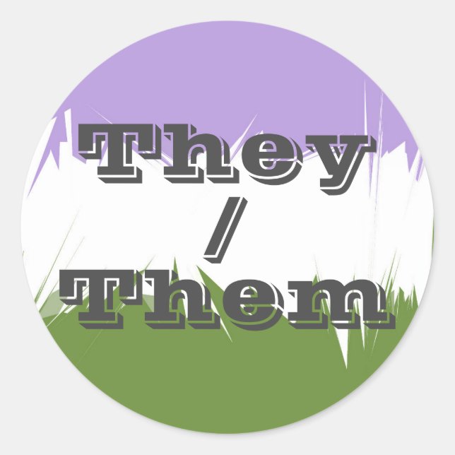 Customisable Pronoun Spiky Genderqueer Pride Flag  Classic Round Sticker (Front)