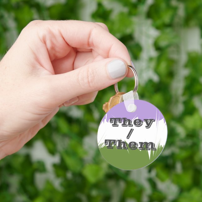 Customisable Pronoun Spiky Genderqueer Pride Flag  Key Ring (Hand)