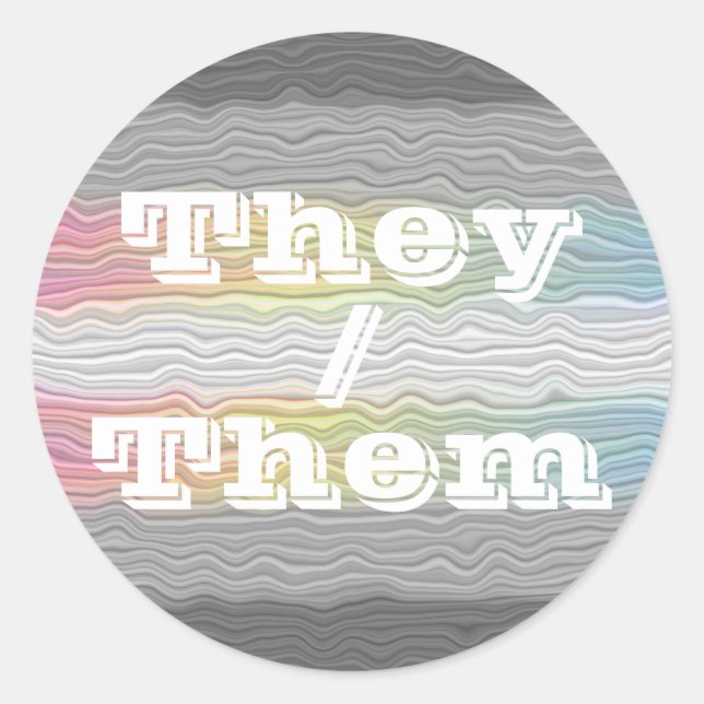 Customisable Pronoun Squiggly Demifluid Pride Flag Classic Round Sticker (Front)