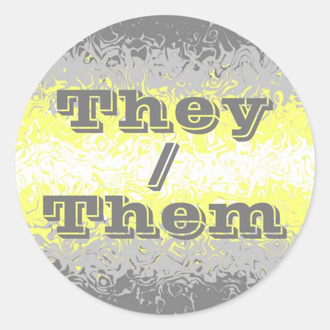 Customisable Pronoun Trippy Demigender Pride Flag Classic Round Sticker (Front)