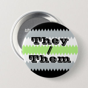 Customisable Pronoun ZigZag Agender Pride Flag  7.5 Cm Round Badge