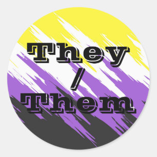 Customisable Pronoun Zigzag Nonbinary Pride Flag Classic Round Sticker