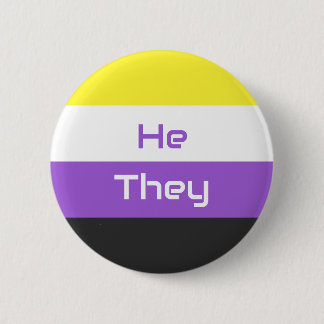 Customisable Pronouns NB Nonbinary Pride Flag 6 Cm Round Badge