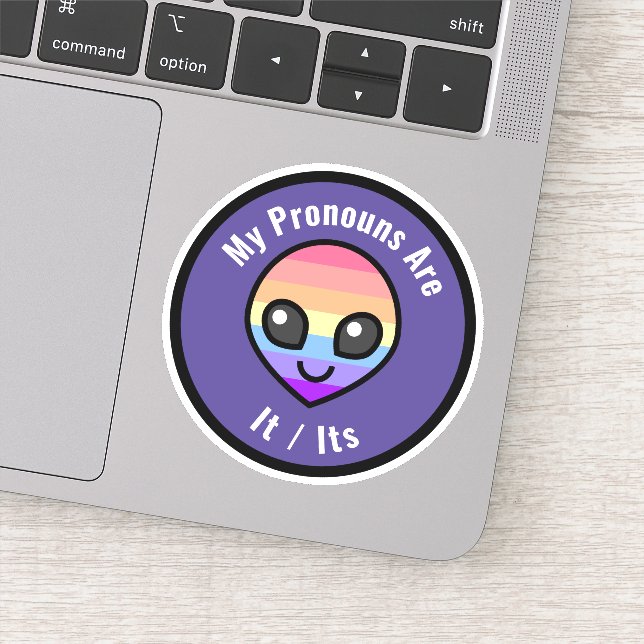 Customisable Pronouns - Xenogender Alien Sticker (Detail)