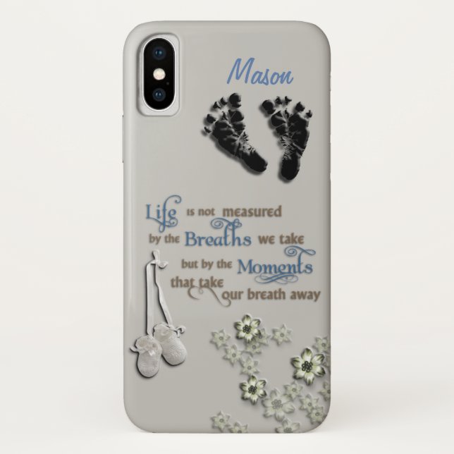 Customisable Proud Mum/New Baby Boy iPhone X Case (Back)