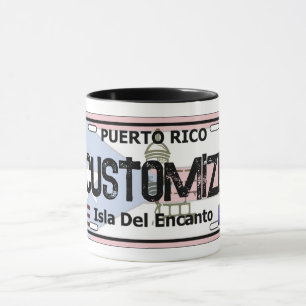 Customisable Puerto Rico license plate mug