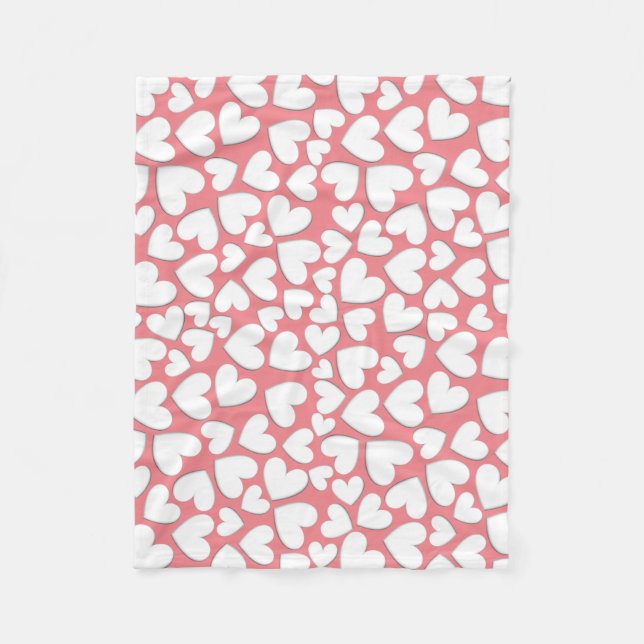 Customisable Puffy Hearts Fleece Blanket (Front)