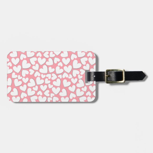 Customisable Puffy Hearts Luggage Tag (Front Horizontal)