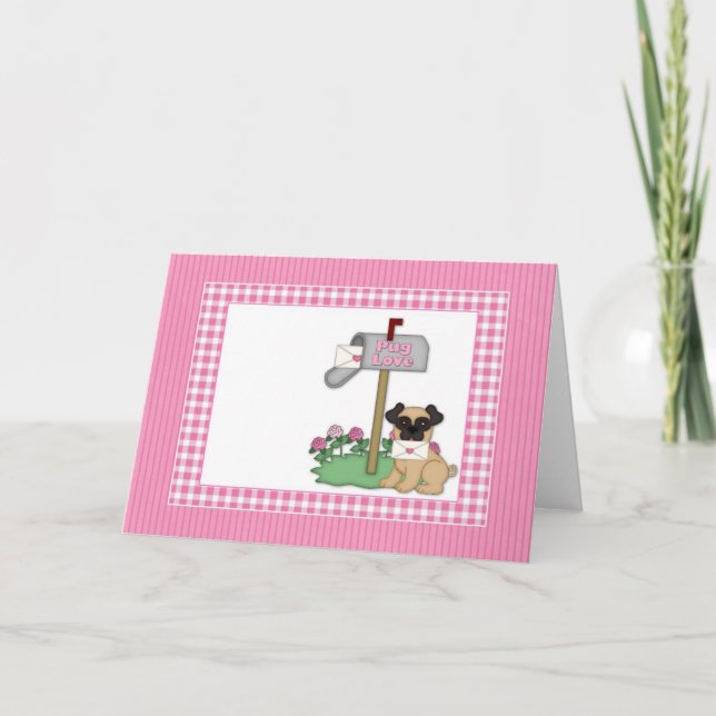 Customisable Pug Valentine Cards, Photo Cards (Front)