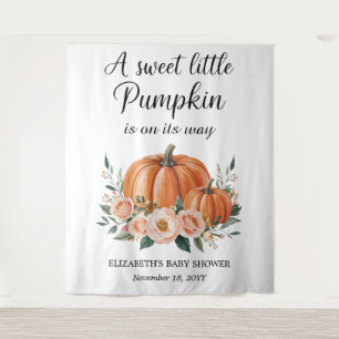 Customisable Pumpkin Baby Shower Backdrop Tapestry