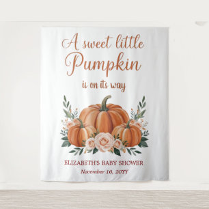 Customisable Pumpkin Baby Shower Backdrop Tapestry