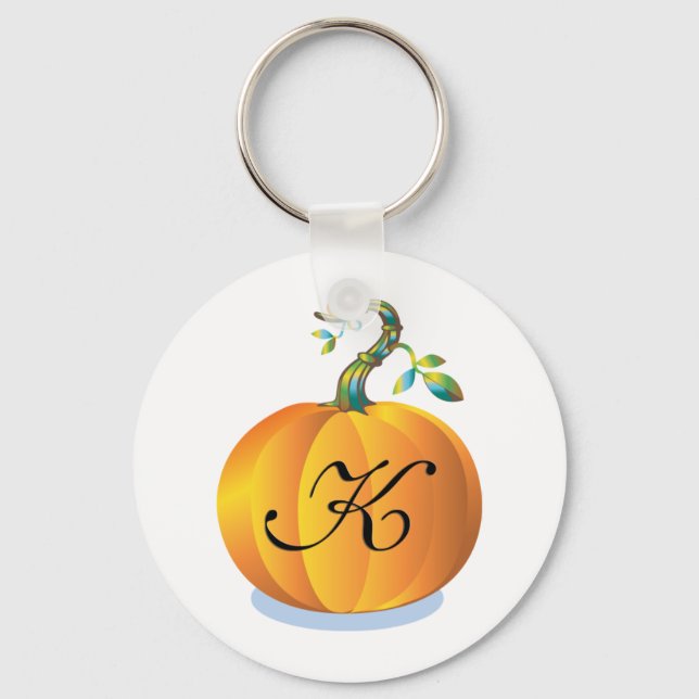 Customisable Pumpkin Initial K Key Ring (Front)