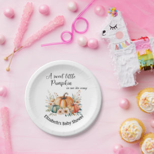 Customisable Pumpkin Paper Plates for Baby Showers