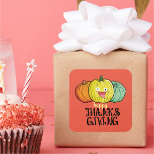 Customisable Pumpkin Thanksgiving Square Sticker