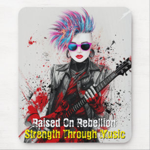 Customisable Punk Girl Guitarist Art Inspirational Mouse Pad