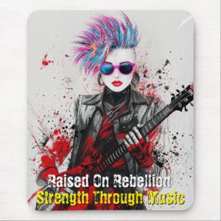 Customisable Punk Girl Guitarist Art Inspirational Mouse Pad