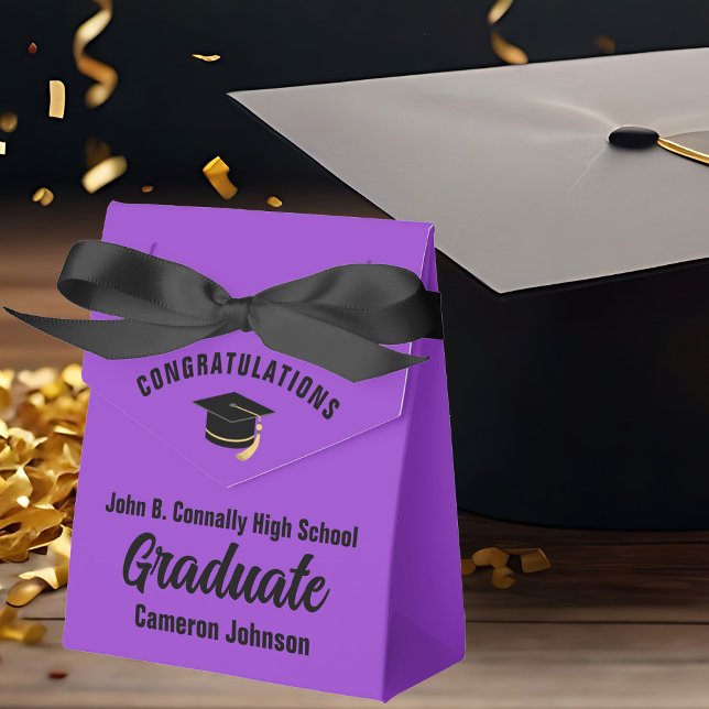 Customisable Purple Black Graduation Party Favour Box (Creator Uploaded)