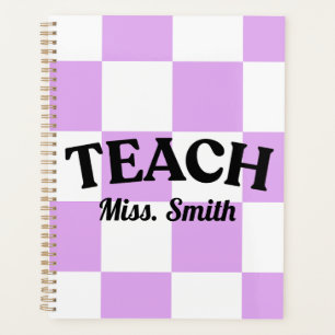Customisable Purple Chequered Teacher Planner
