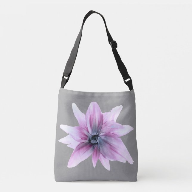 Customisable!!! Purple designer Dahlia floral Crossbody Bag (Back)